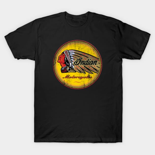 Retro Indian Motorcycle Sign T-Shirt by funkymonkeytees